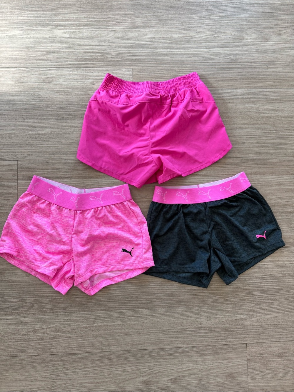 Puma Girls' Shorts Trio - Hot Pink & Black Accents